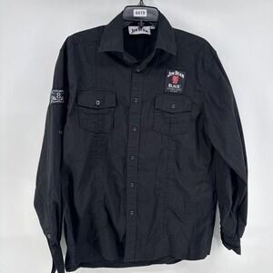 Jim Beam Shirt Mens Large Black 8 Years Button Up Long Sleeve Whiskey Logo